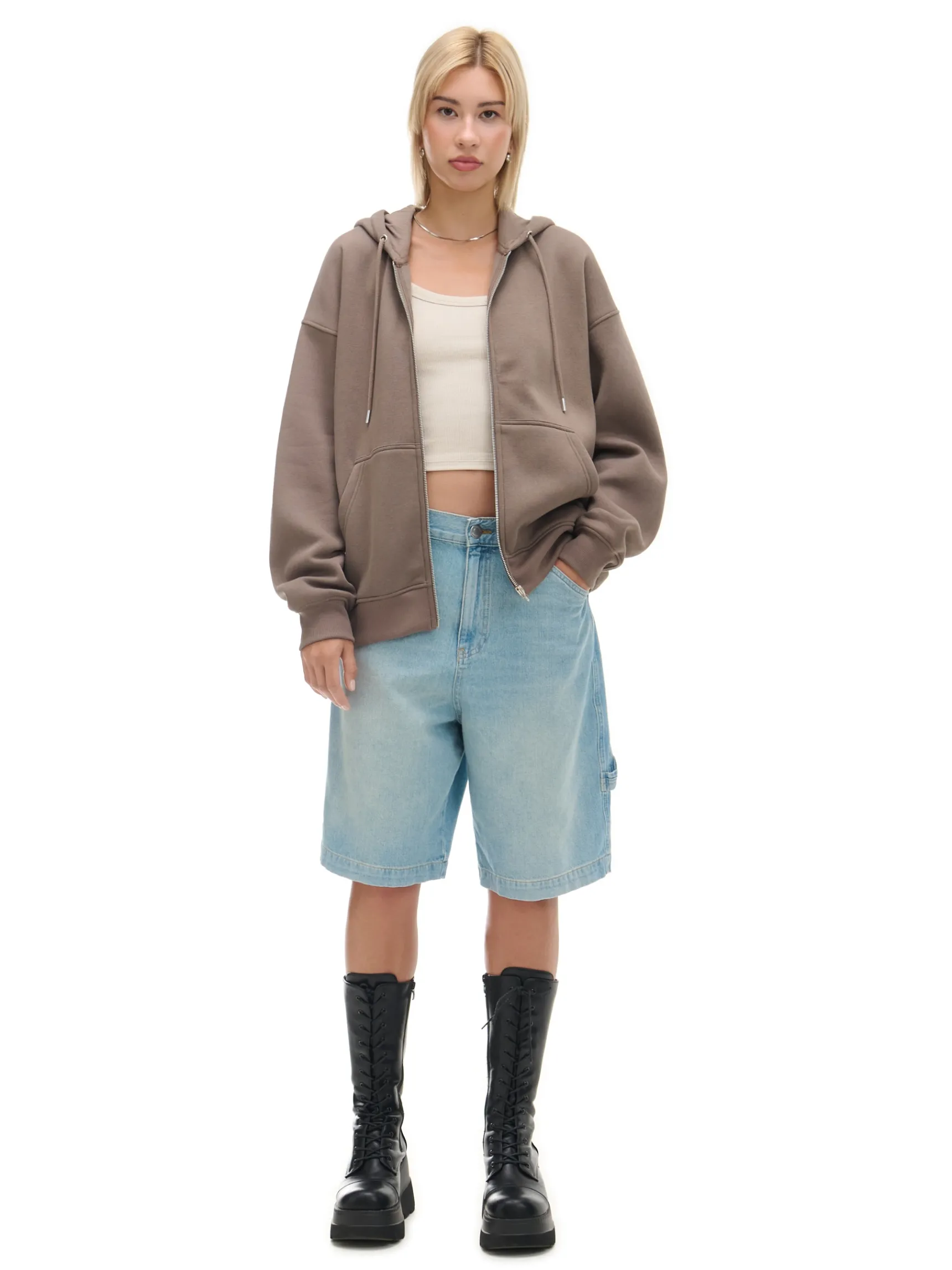 Hot Cropp Rozpinana bluza oversize szary