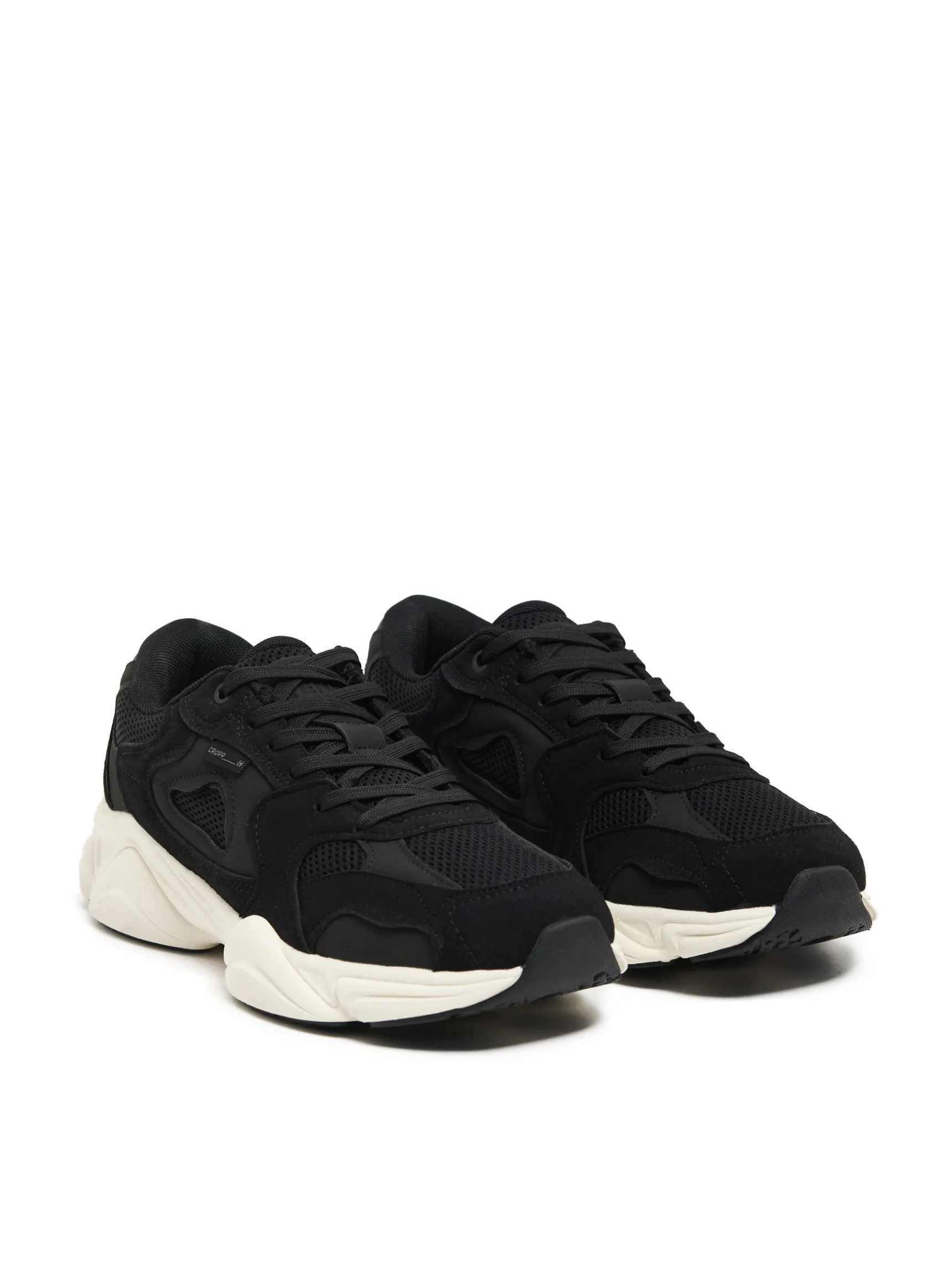 Discount Cropp Sneakersy na białej podeszwie czarny