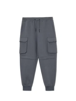 New Cropp Solidne dresowe joggery regular z kieszeniami szary