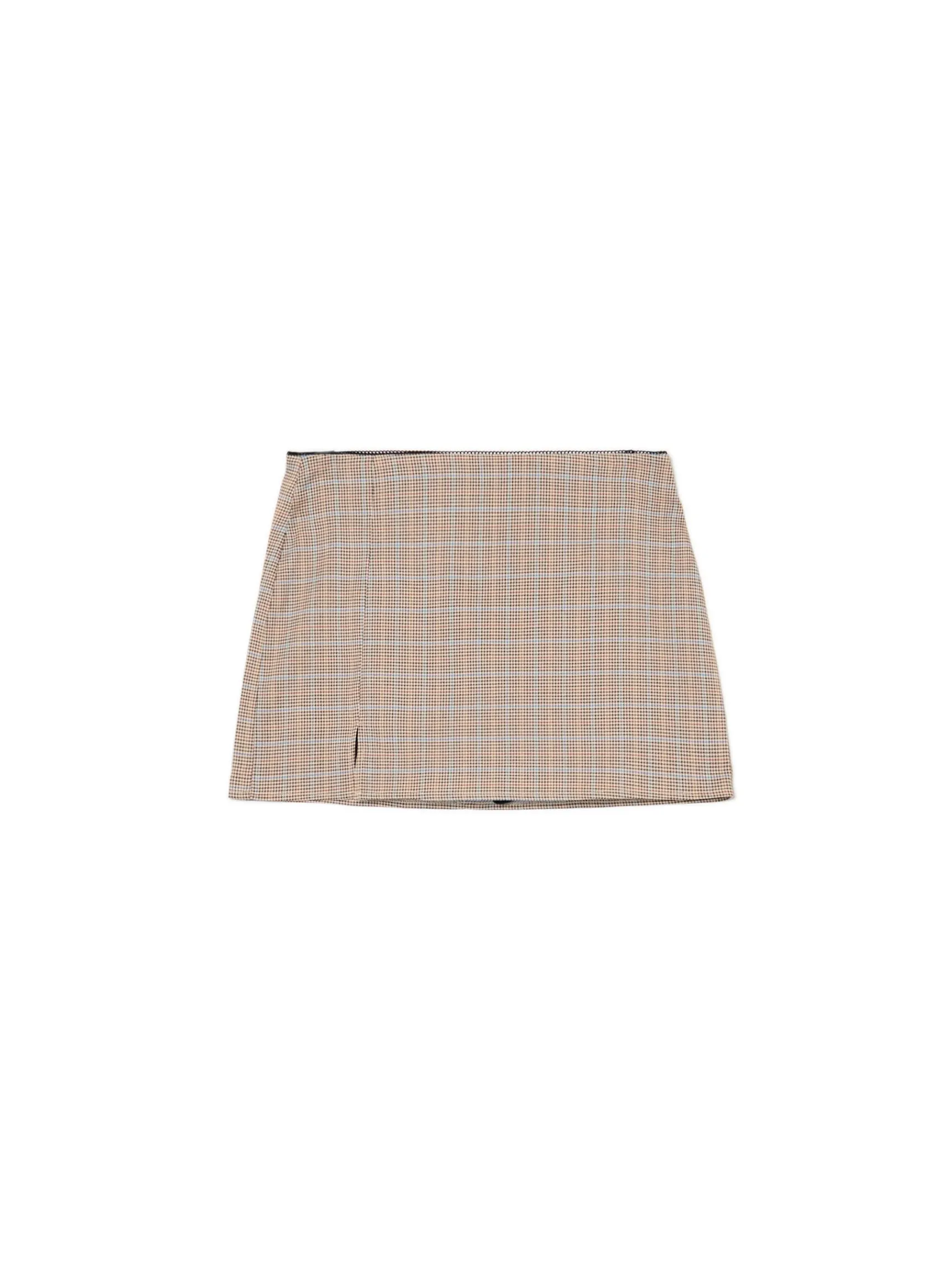 Clearance Cropp Spódnica mini w kratę z wiskozą brązowy