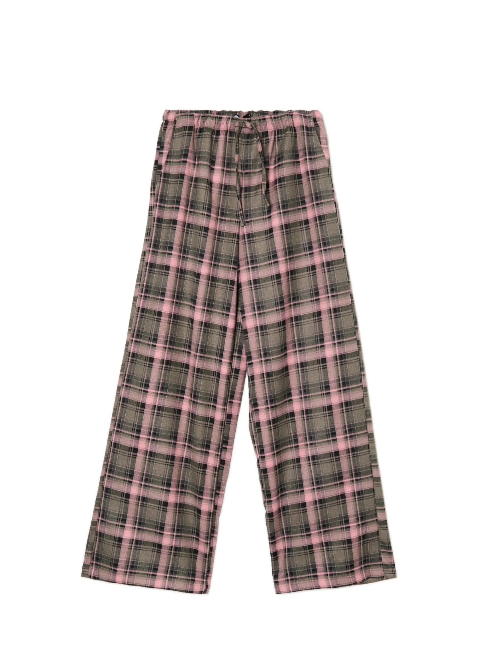 Sale Cropp Spodnie baggy w kratę zielony