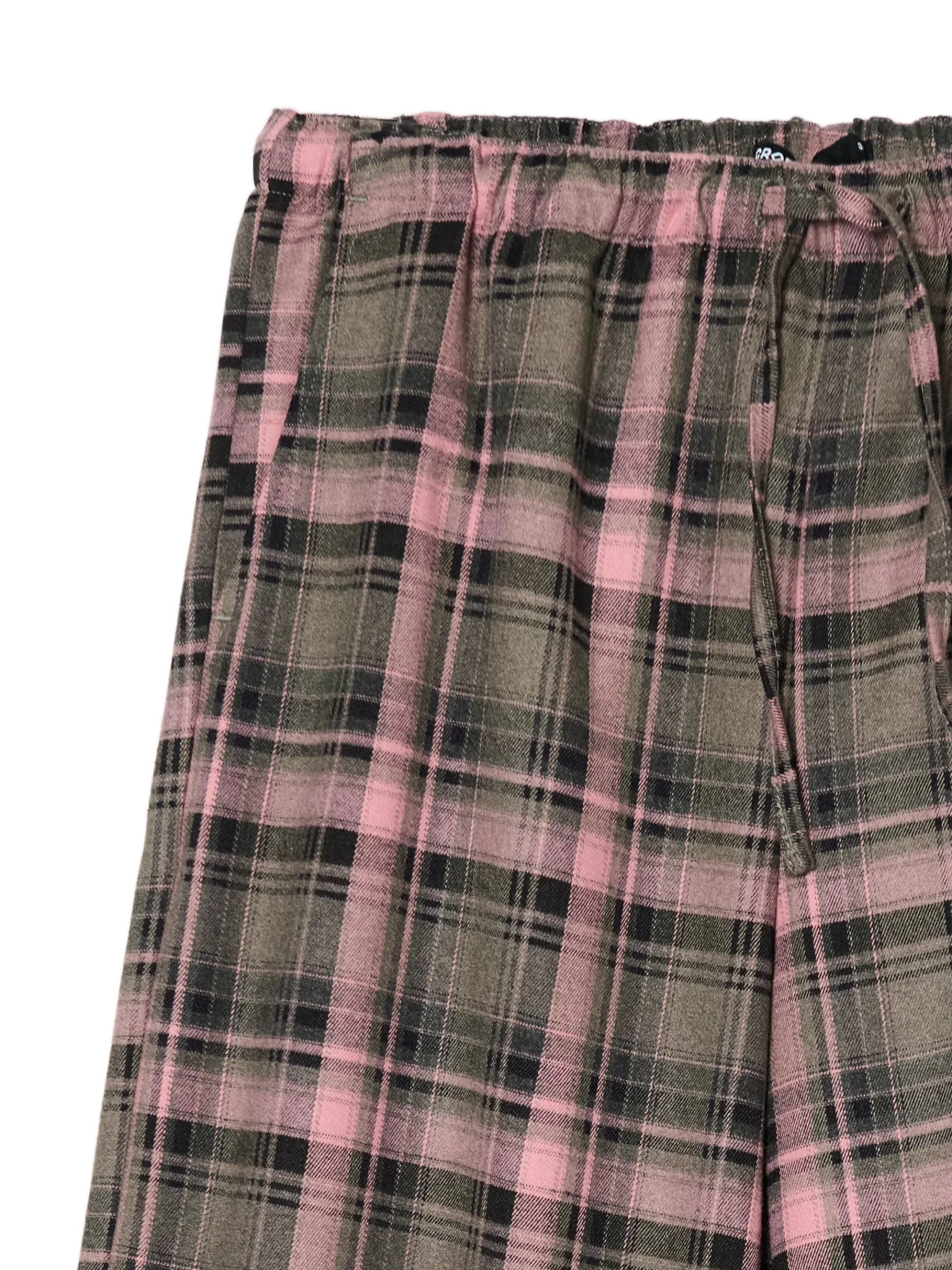 Sale Cropp Spodnie baggy w kratę zielony