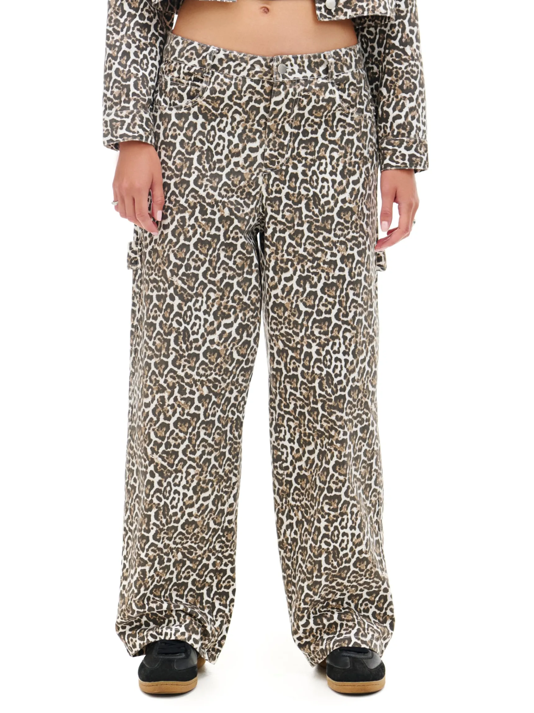 Hot Cropp Spodnie baggy w panterkę wielobarwny