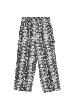 Clearance Cropp Spodnie baggy z wężowym motywem szary