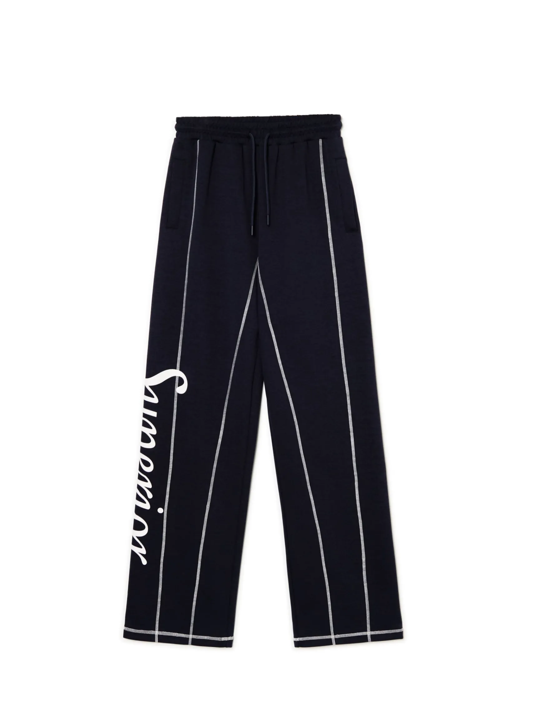 New Cropp Spodnie dresowe straight z nadrukiem granatowy
