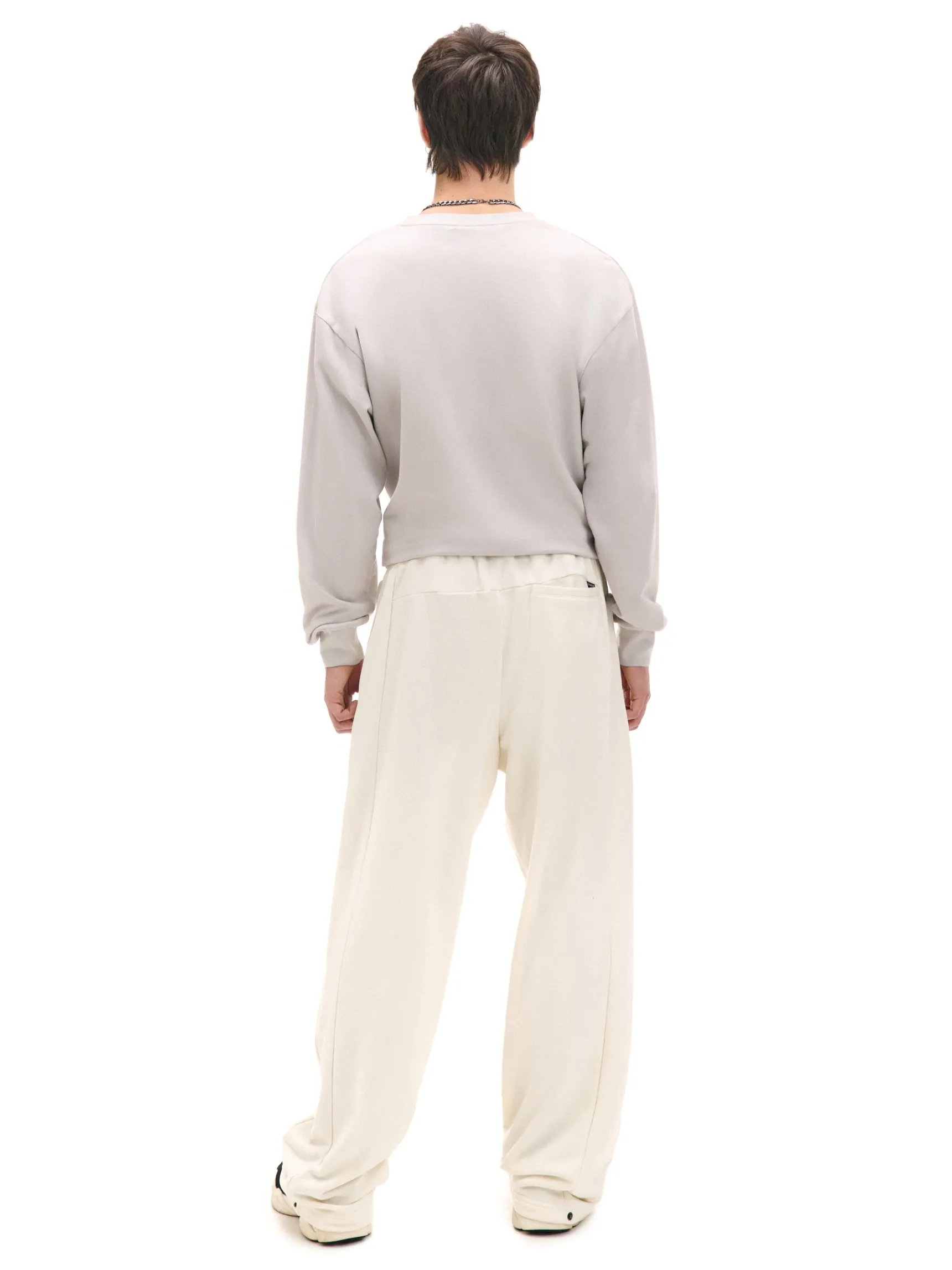 Clearance Cropp Spodnie dresowe z zatrzaskami kremowy