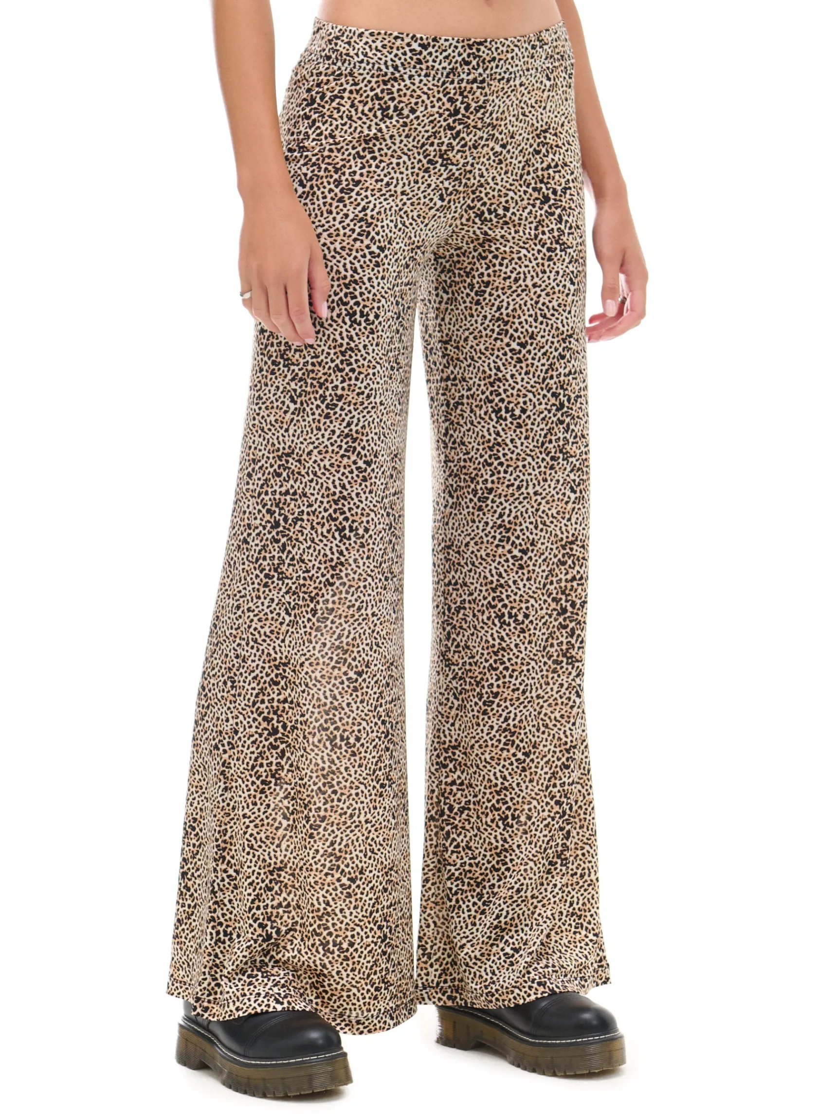 Best Cropp Spodnie flare w panterkę wielobarwny