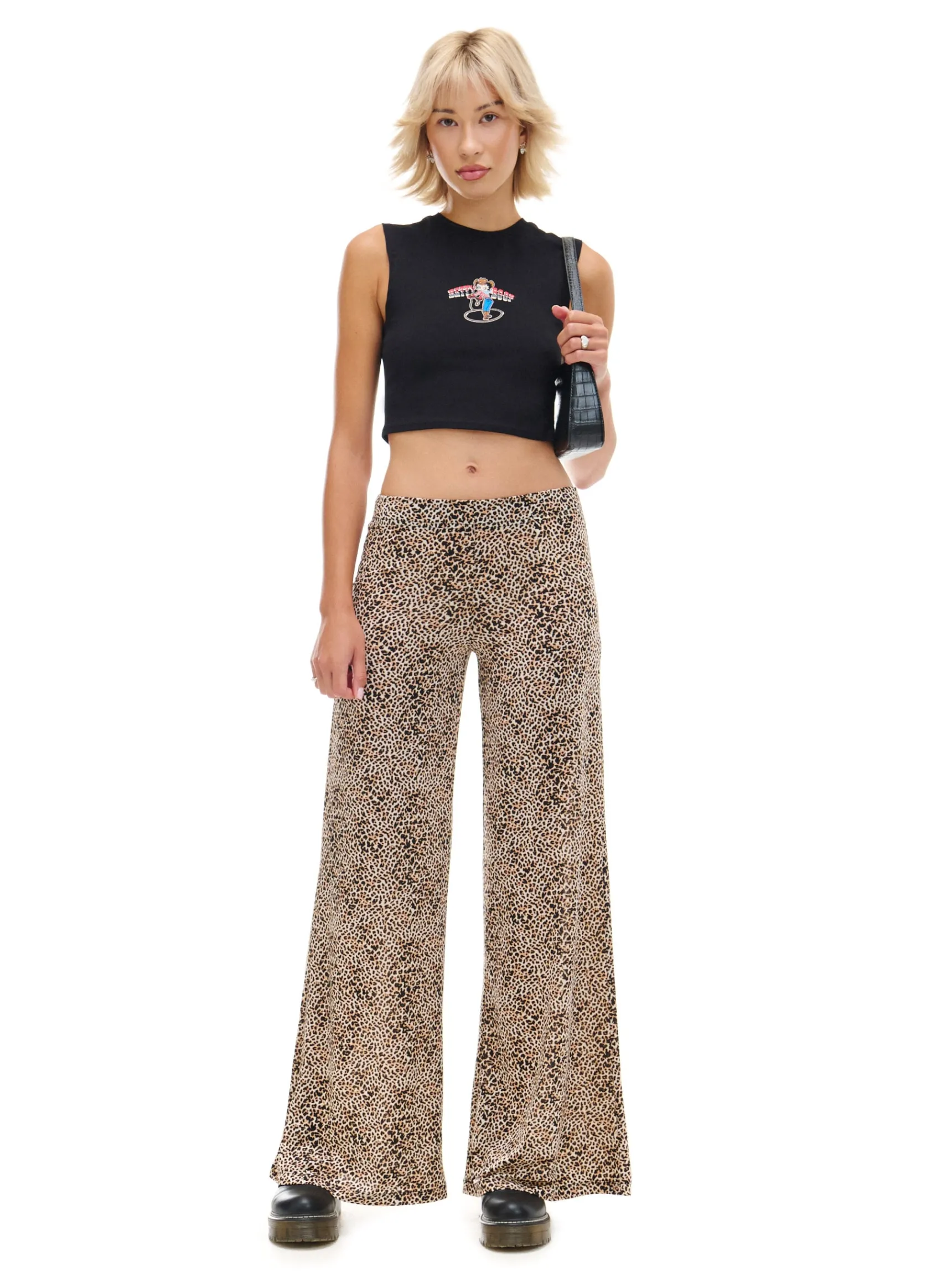 Best Cropp Spodnie flare w panterkę wielobarwny