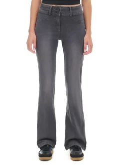 Clearance Cropp Spodnie flare z efektem sprania czarny