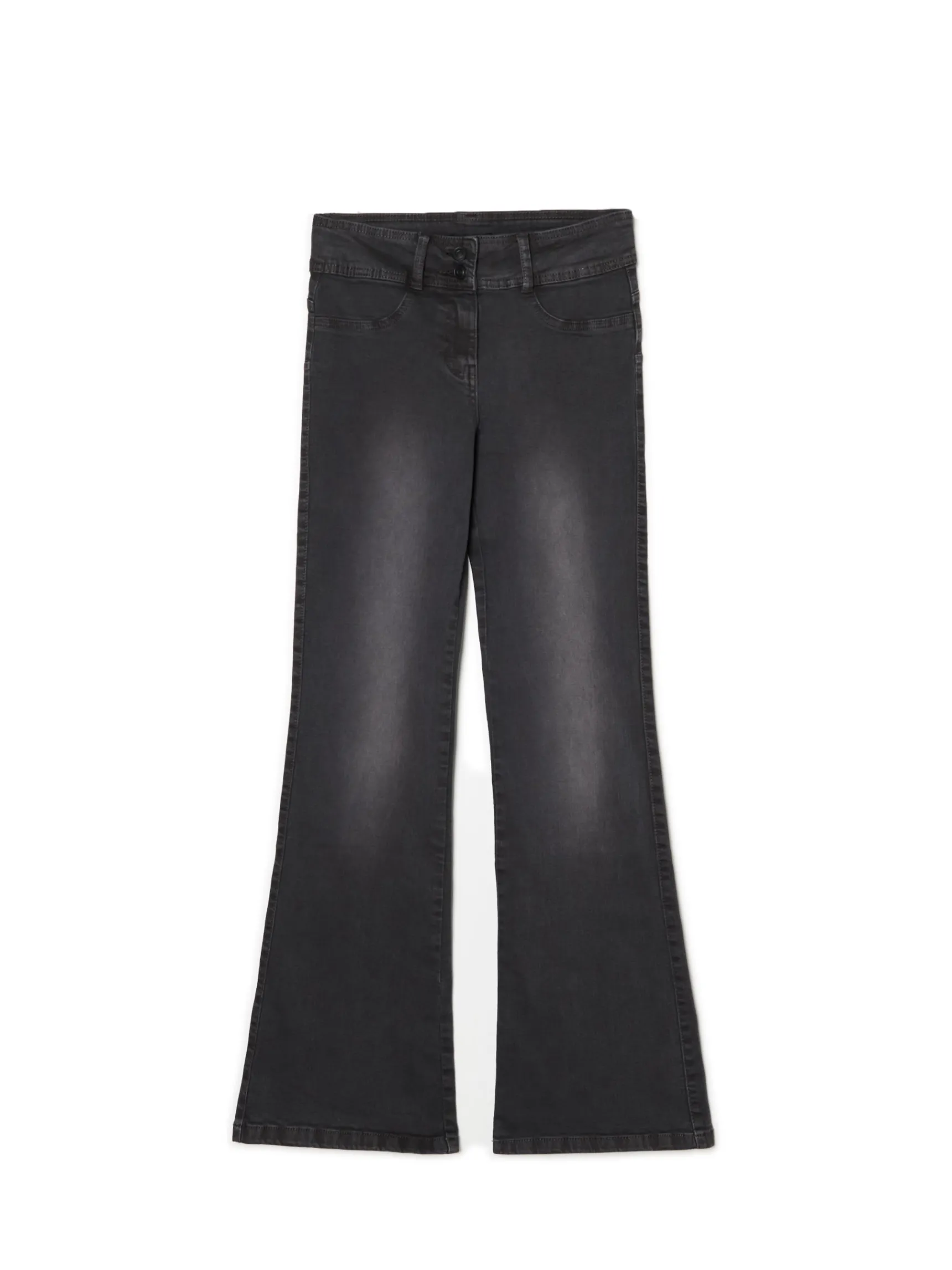 Clearance Cropp Spodnie flare z efektem sprania czarny