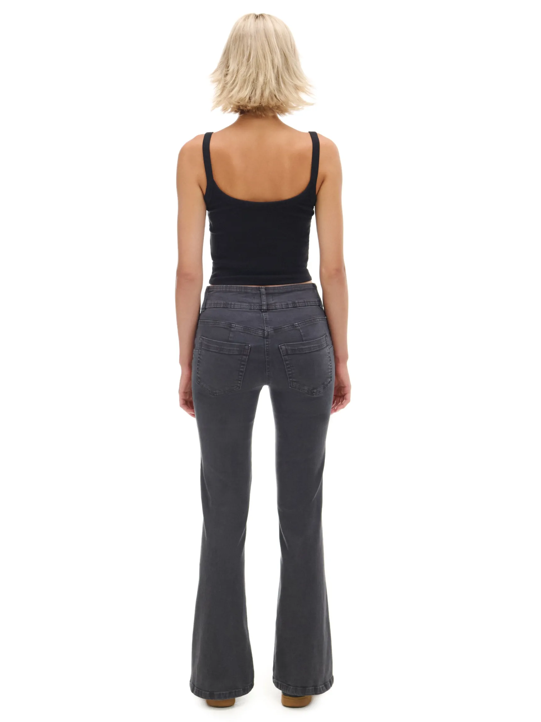 Clearance Cropp Spodnie flare z efektem sprania czarny