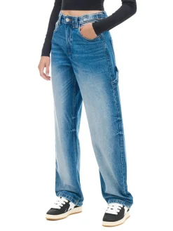 Hot Cropp Spodnie jeansowe skater niebieski