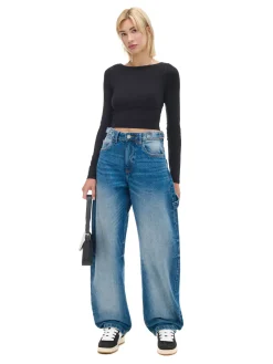 Hot Cropp Spodnie jeansowe skater niebieski