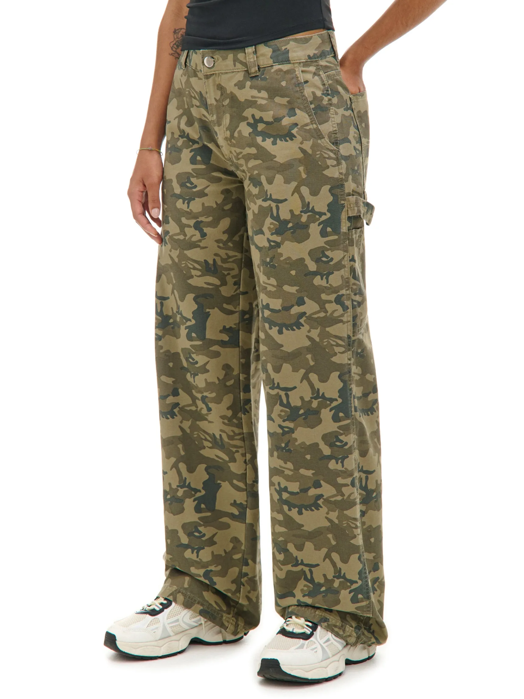 New Cropp Spodnie moro z wieloma kieszeniami zielony