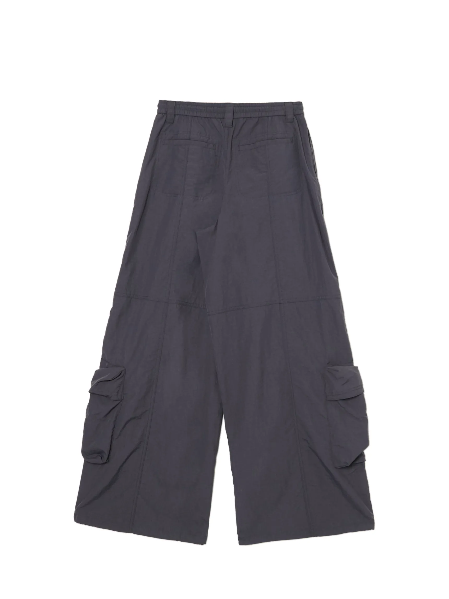 Hot Cropp Spodnie parachute z kieszeniami cargo fioletowy