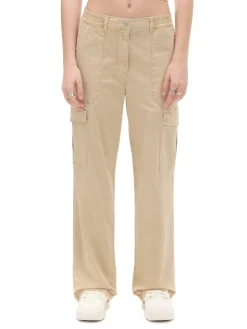 Fashion Cropp Spodnie straight z kieszeniami cargo kremowy