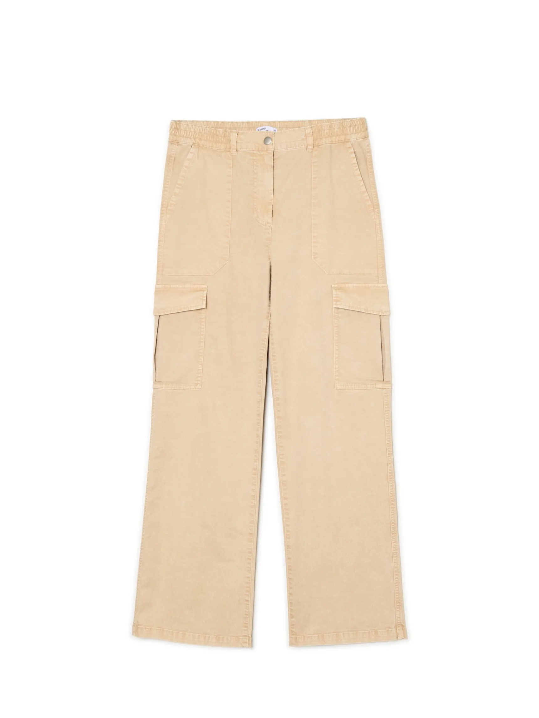 Fashion Cropp Spodnie straight z kieszeniami cargo kremowy