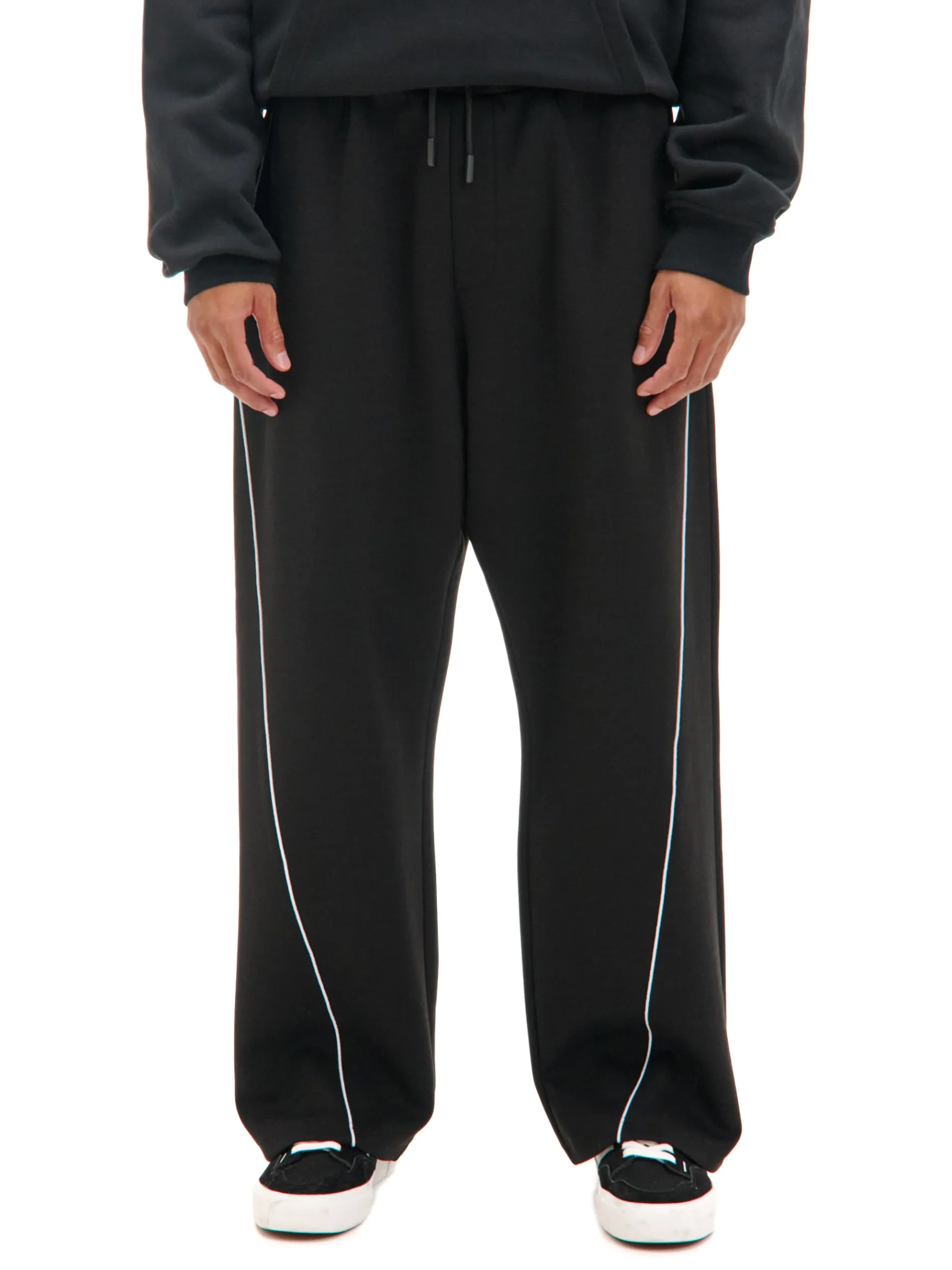 Fashion Cropp Spodnie wide leg z przeszyciami czarny