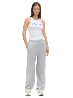 Best Cropp Spodnie wide leg z wysokim stanem jasnyszary