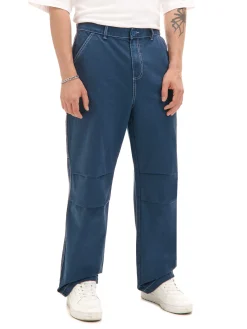Clearance Cropp Spodnie z białymi przeszyciami surowygranatowy