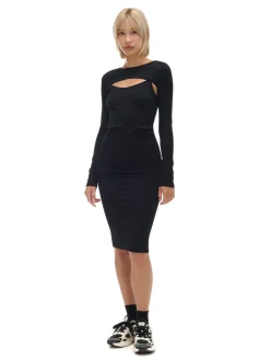 Discount Cropp Sukienka maxi z dodatkowymi rękawami czarny