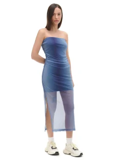 Sale Cropp Sukienka midi z printem all over niebieski