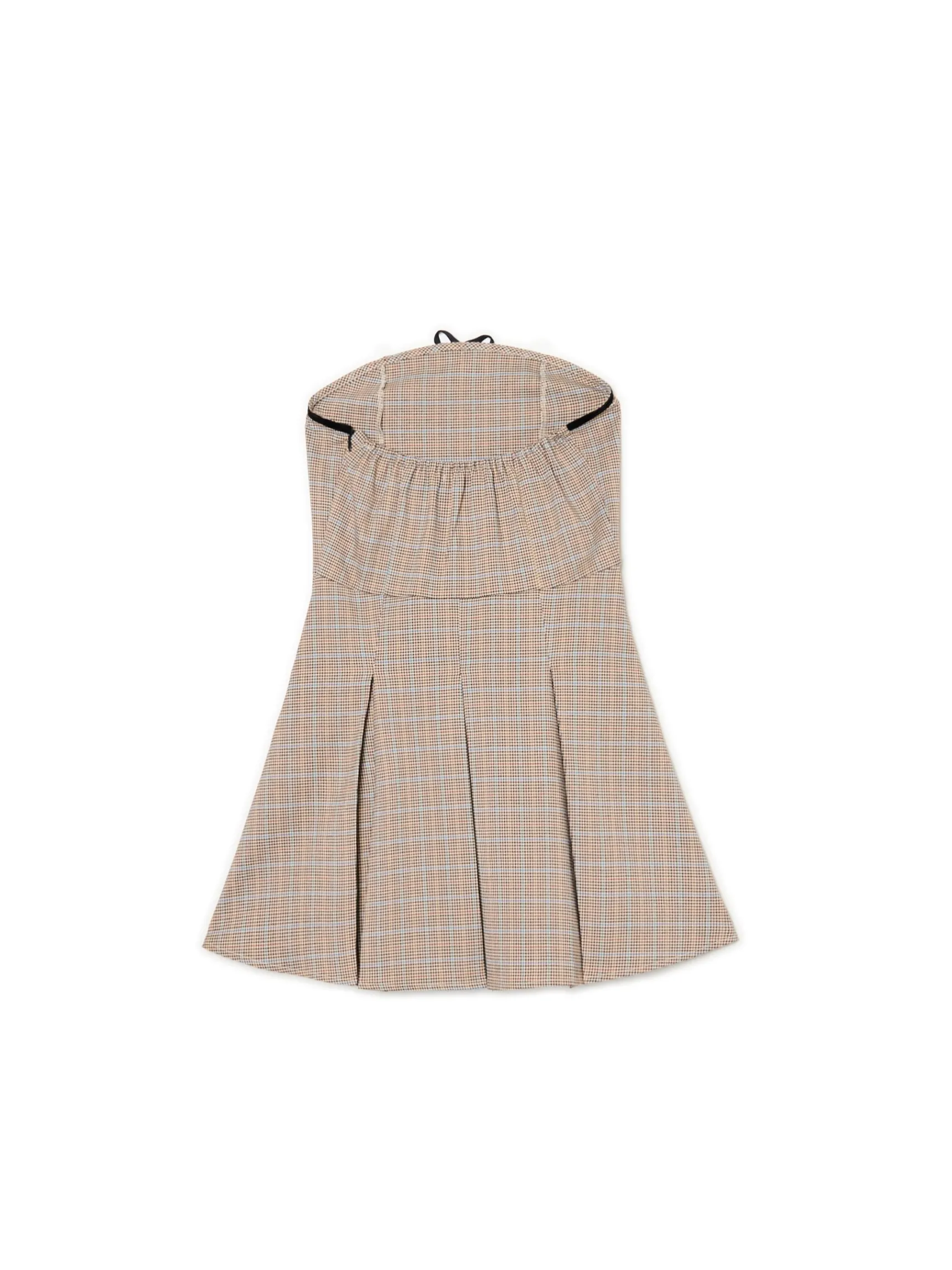 Hot Cropp Sukienka mini w kratę z plisami brązowy