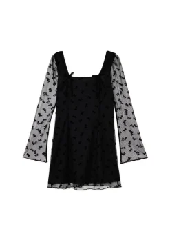 Clearance Cropp Sukienka mini z dekoracyjną siateczką czarny