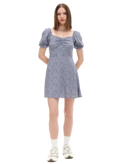 Online Cropp Sukienka mini z kwiatowym wzorem all over surowygranatowy