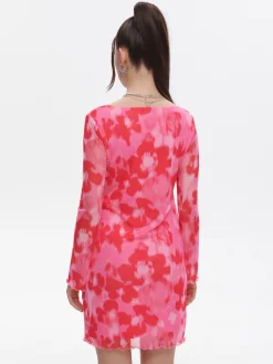 Fashion Cropp Sukienka z kwiatowym motywem czerwony