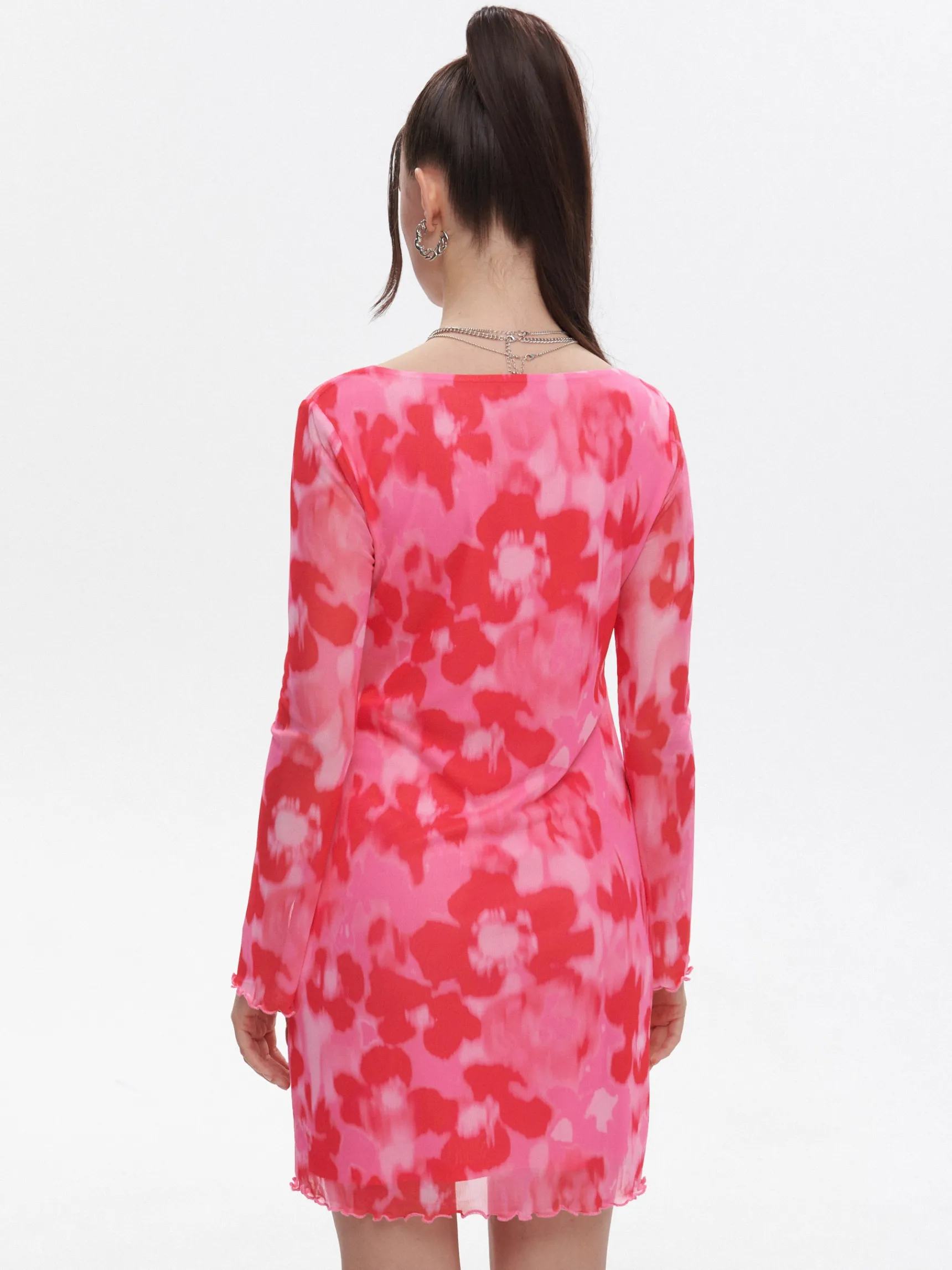 Fashion Cropp Sukienka z kwiatowym motywem czerwony