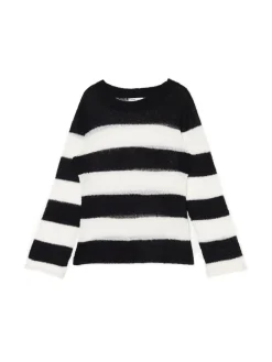 Clearance Cropp Sweter w paski biały
