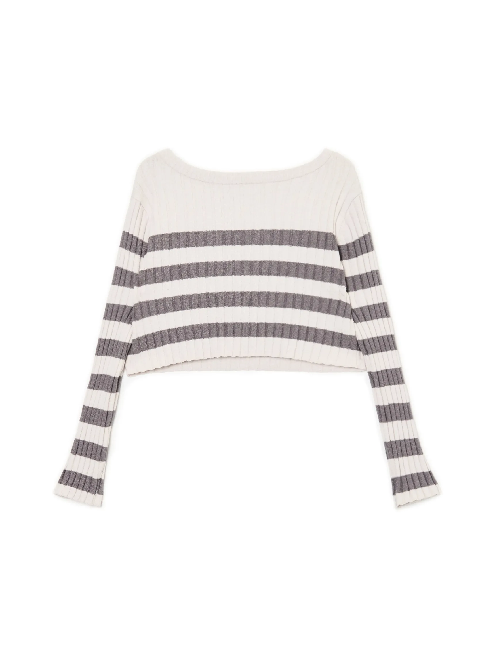 Best Cropp Sweter w poziome paski jasnyszary