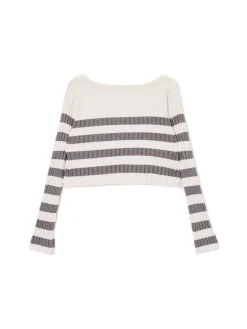 Best Cropp Sweter w poziome paski jasnyszary
