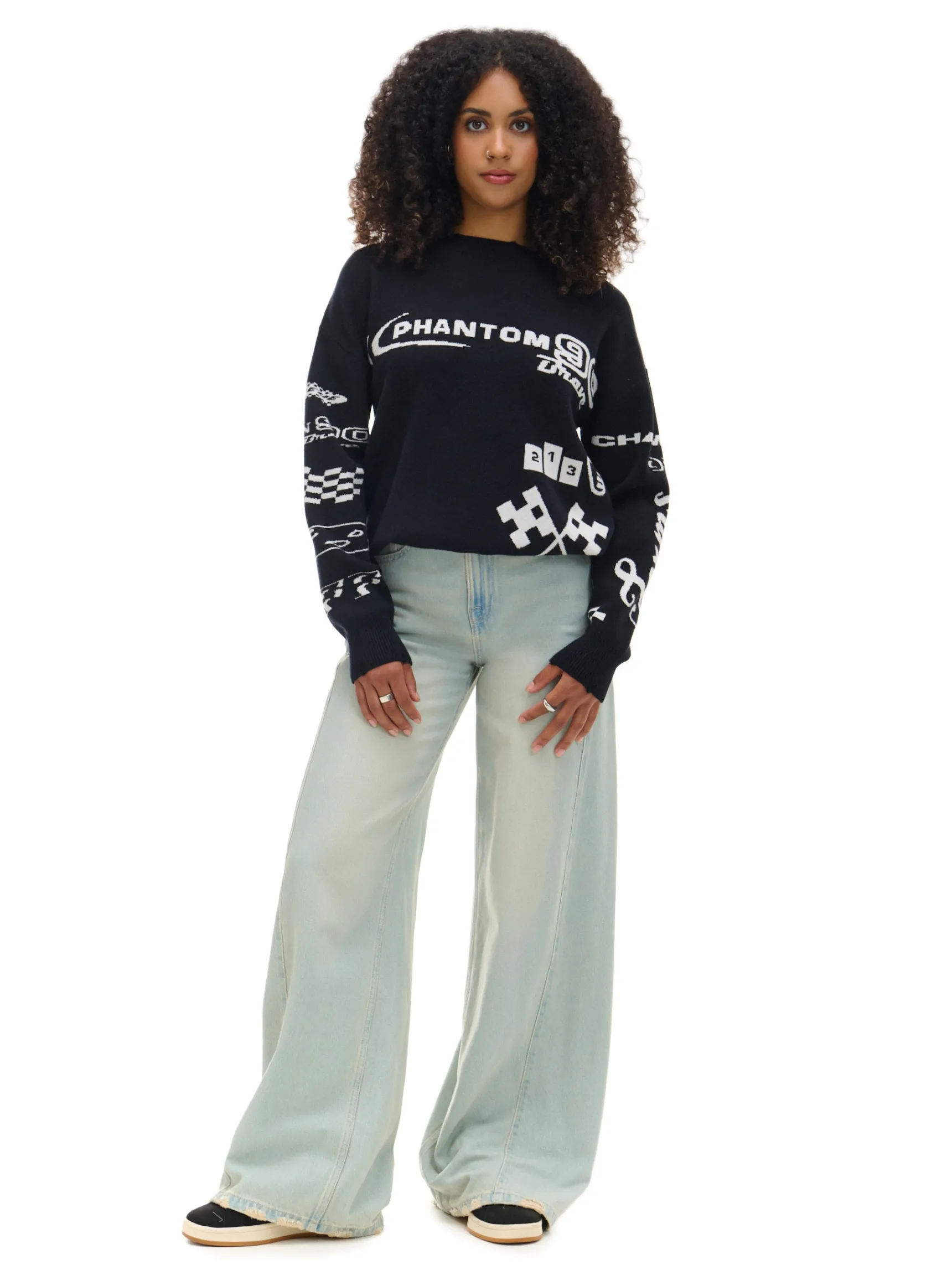 Outlet Cropp Sweter w racingowym stylu czarny