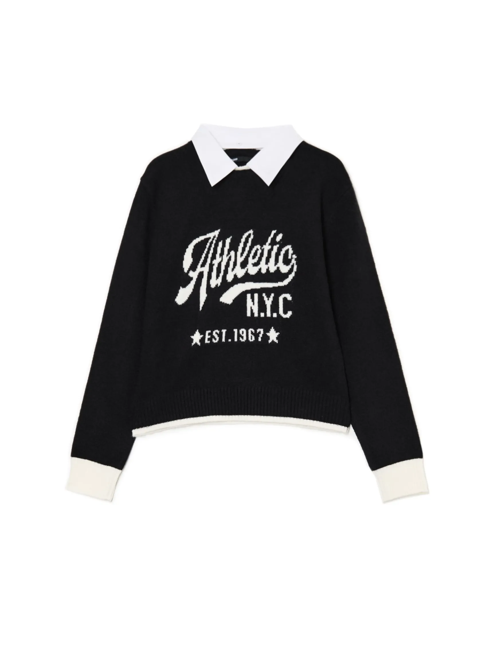 Fashion Cropp Sweter z odpinanym kołnierzykiem czarny