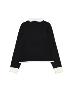 Fashion Cropp Sweter z odpinanym kołnierzykiem czarny