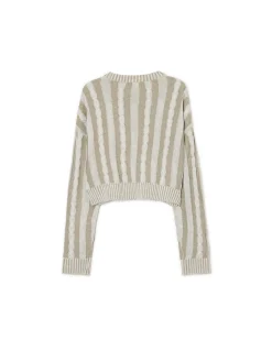 New Cropp Sweter ze strukturalnym wykończeniem zielony