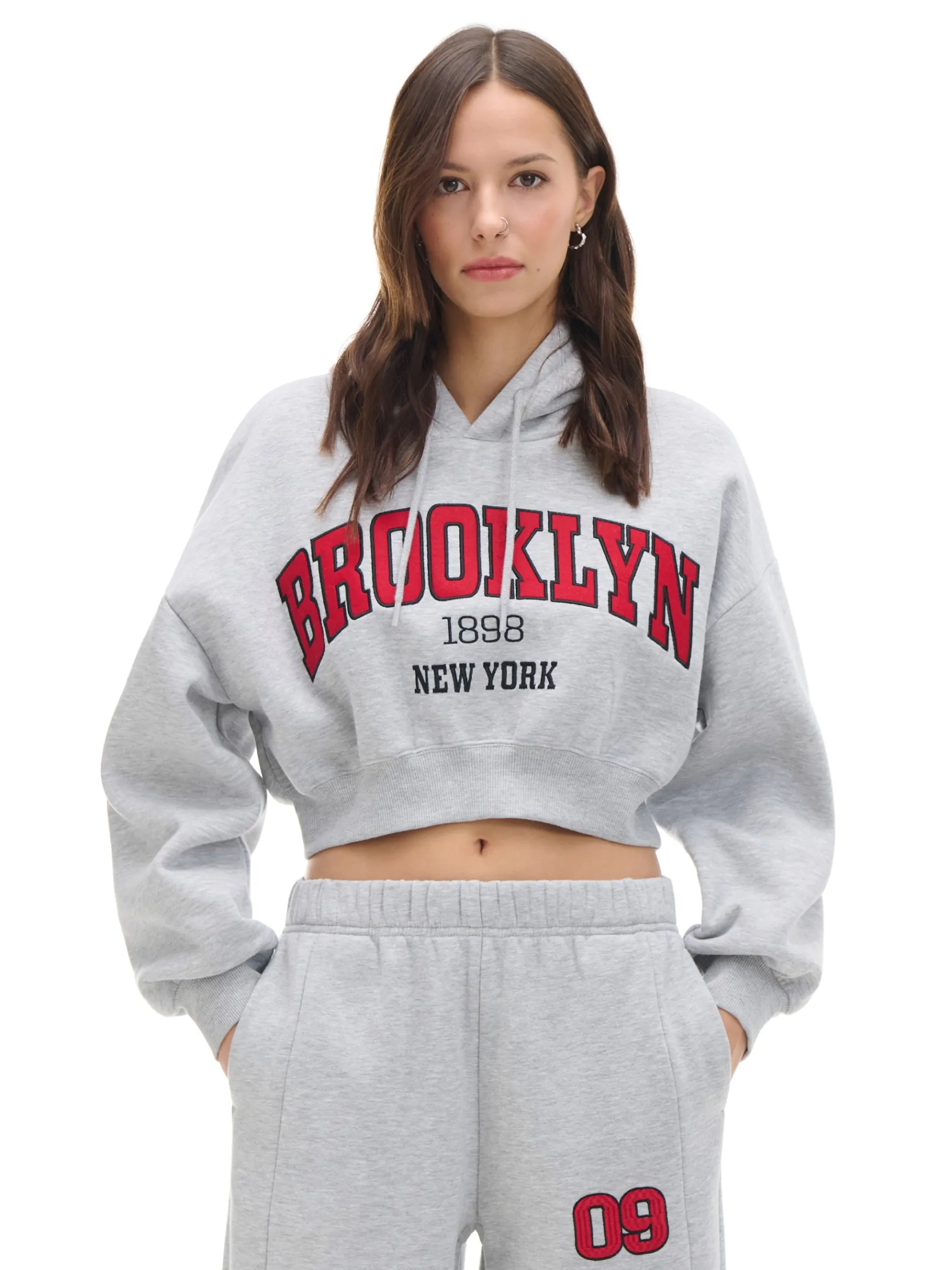 Discount Cropp Szara bluza crop jasnyszary