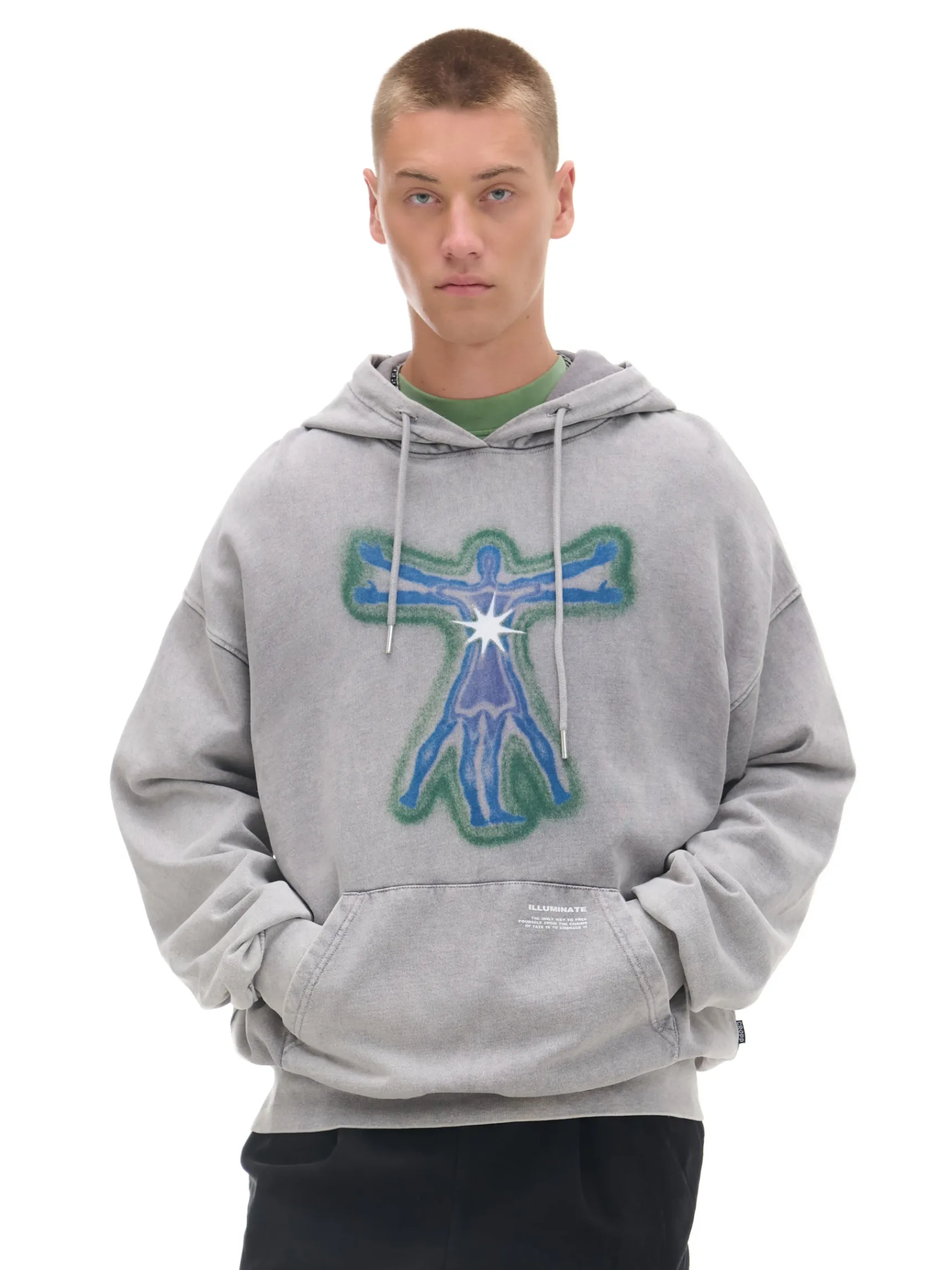 Hot Cropp Szara bluza hoodie z nadrukiem jasnyszary