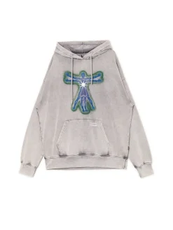 Hot Cropp Szara bluza hoodie z nadrukiem jasnyszary