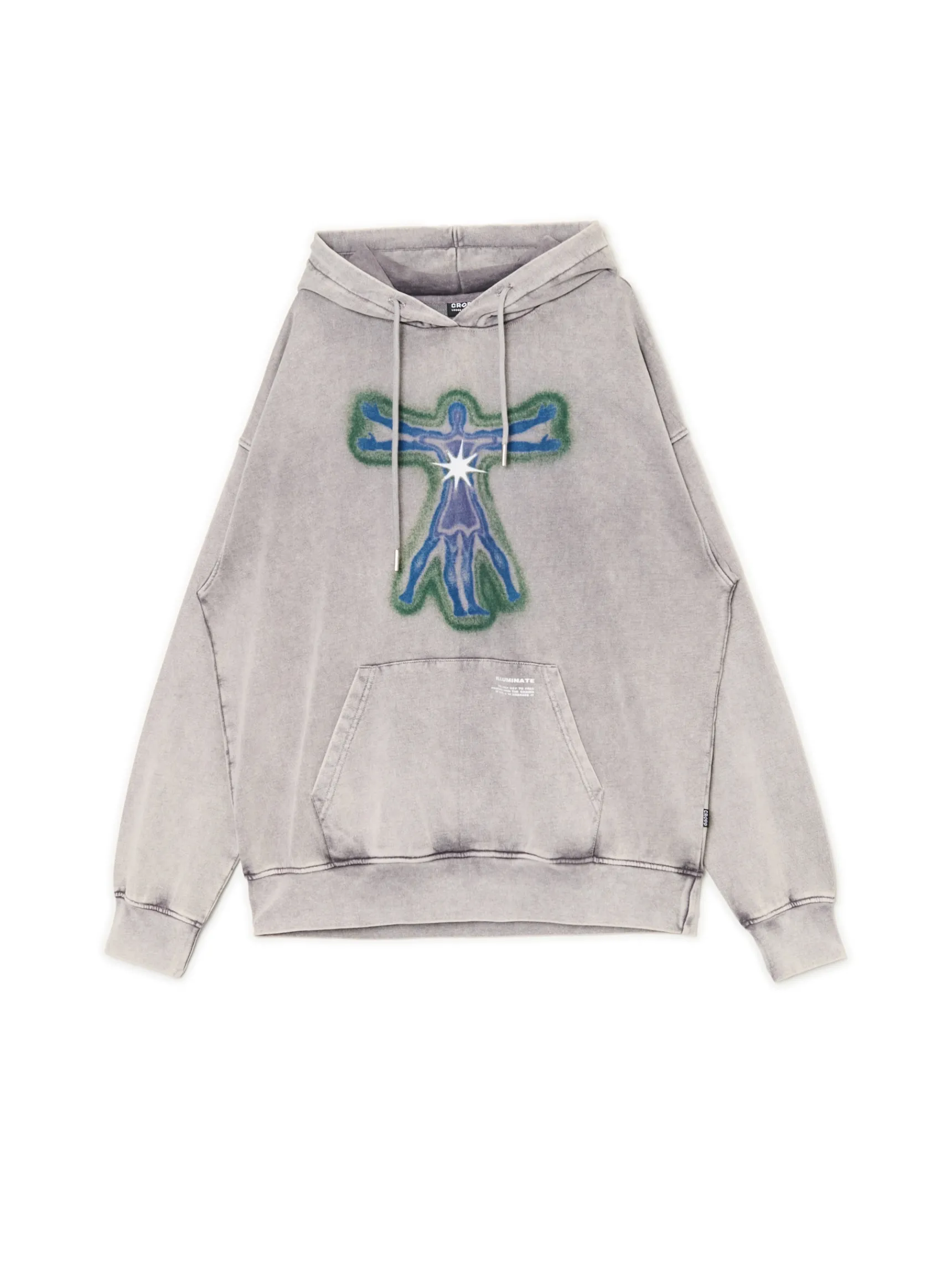 Hot Cropp Szara bluza hoodie z nadrukiem jasnyszary