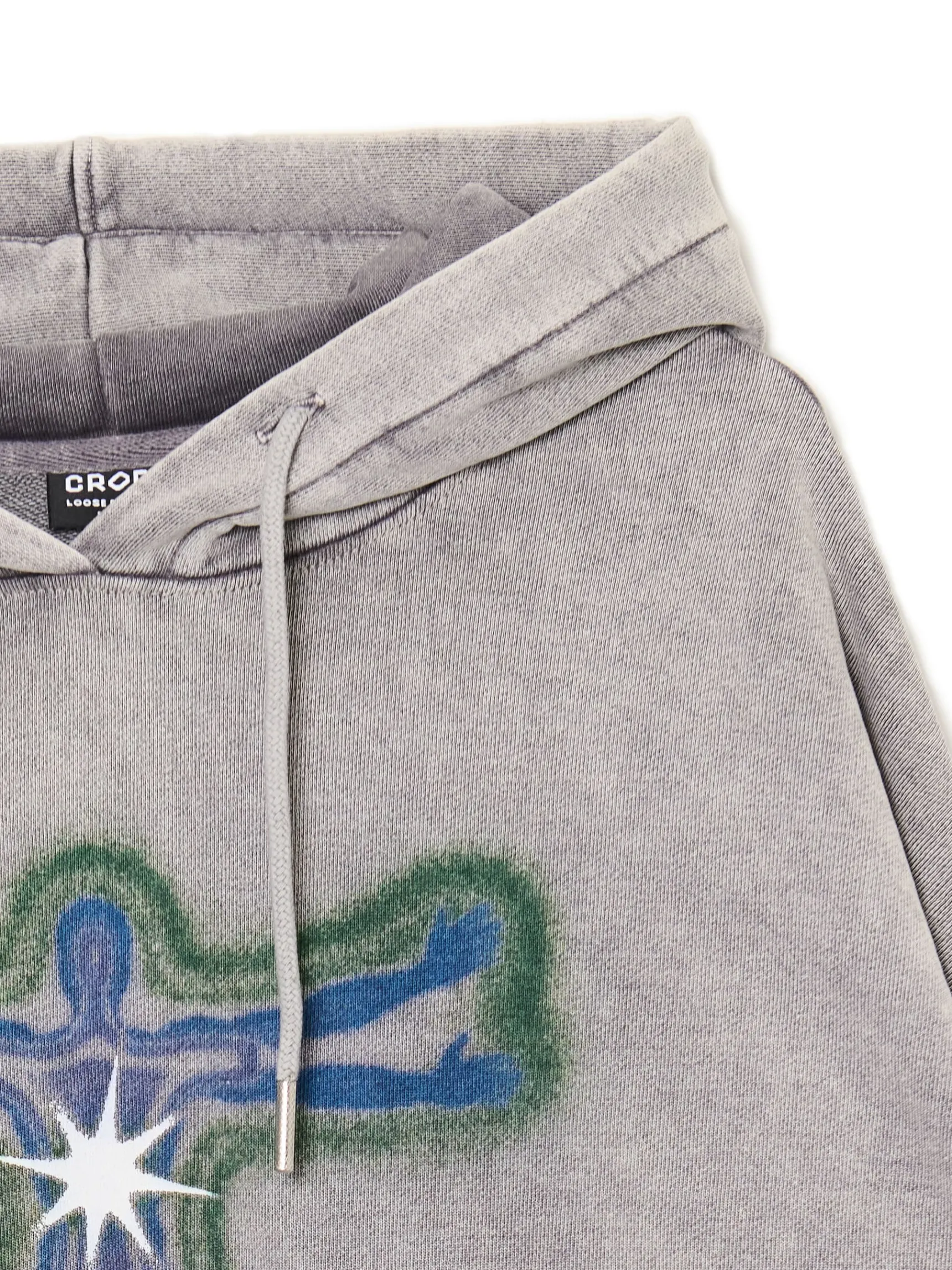 Hot Cropp Szara bluza hoodie z nadrukiem jasnyszary