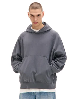 Outlet Cropp Szara bluza oversize z kapturem szary