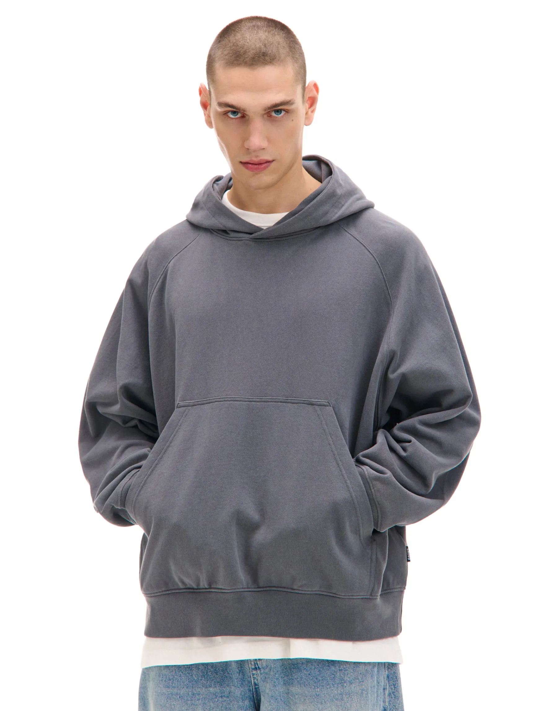 Outlet Cropp Szara bluza oversize z kapturem szary