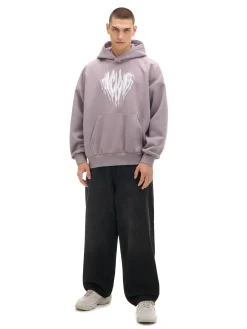Hot Cropp Szara bluza z kapturem i nadrukiem UNISEX szary