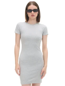 Discount Cropp Szara dopasowana sukienka mini jasnyszary