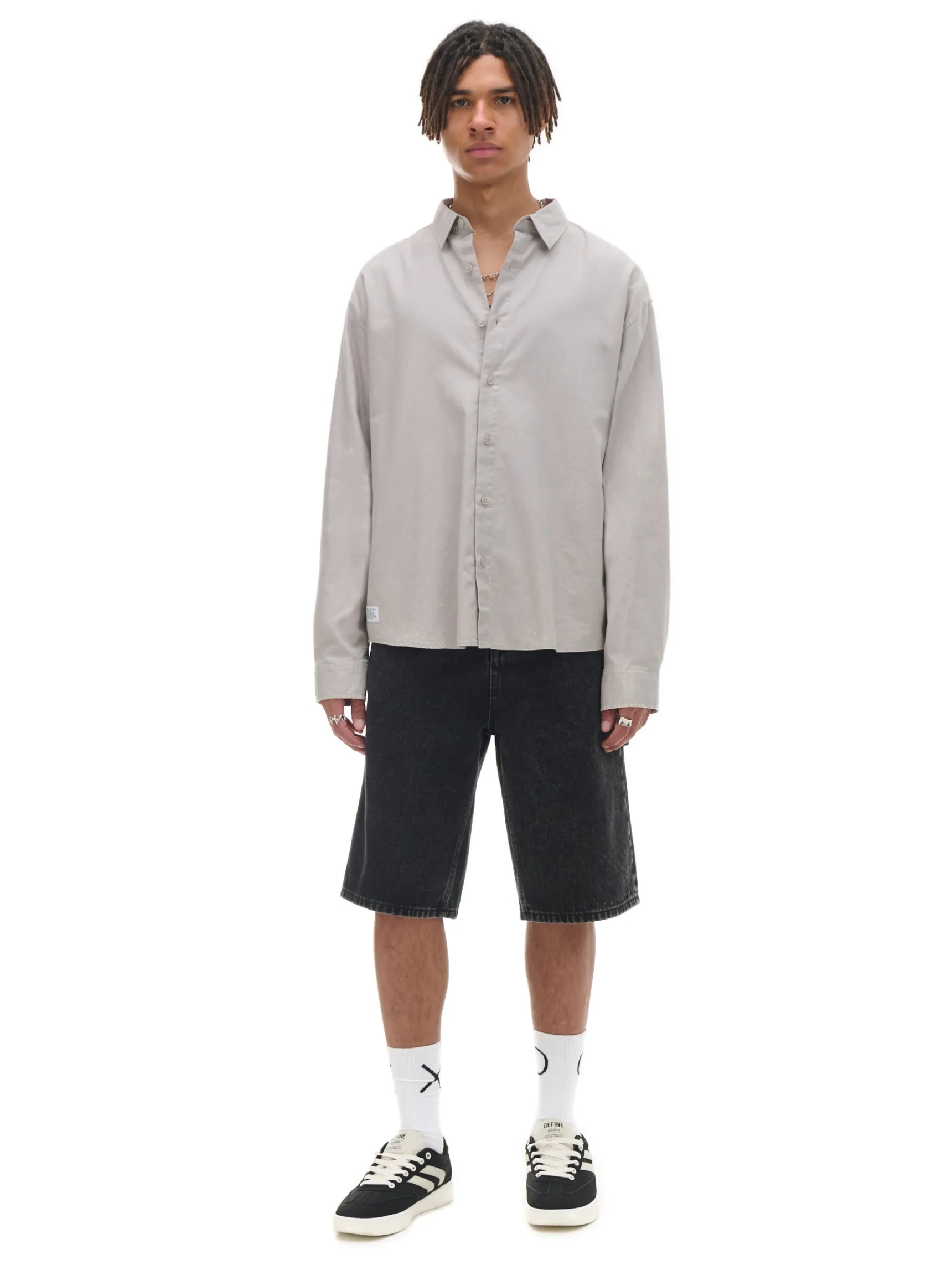 Online Cropp Szara koszula oversize jasnyszary