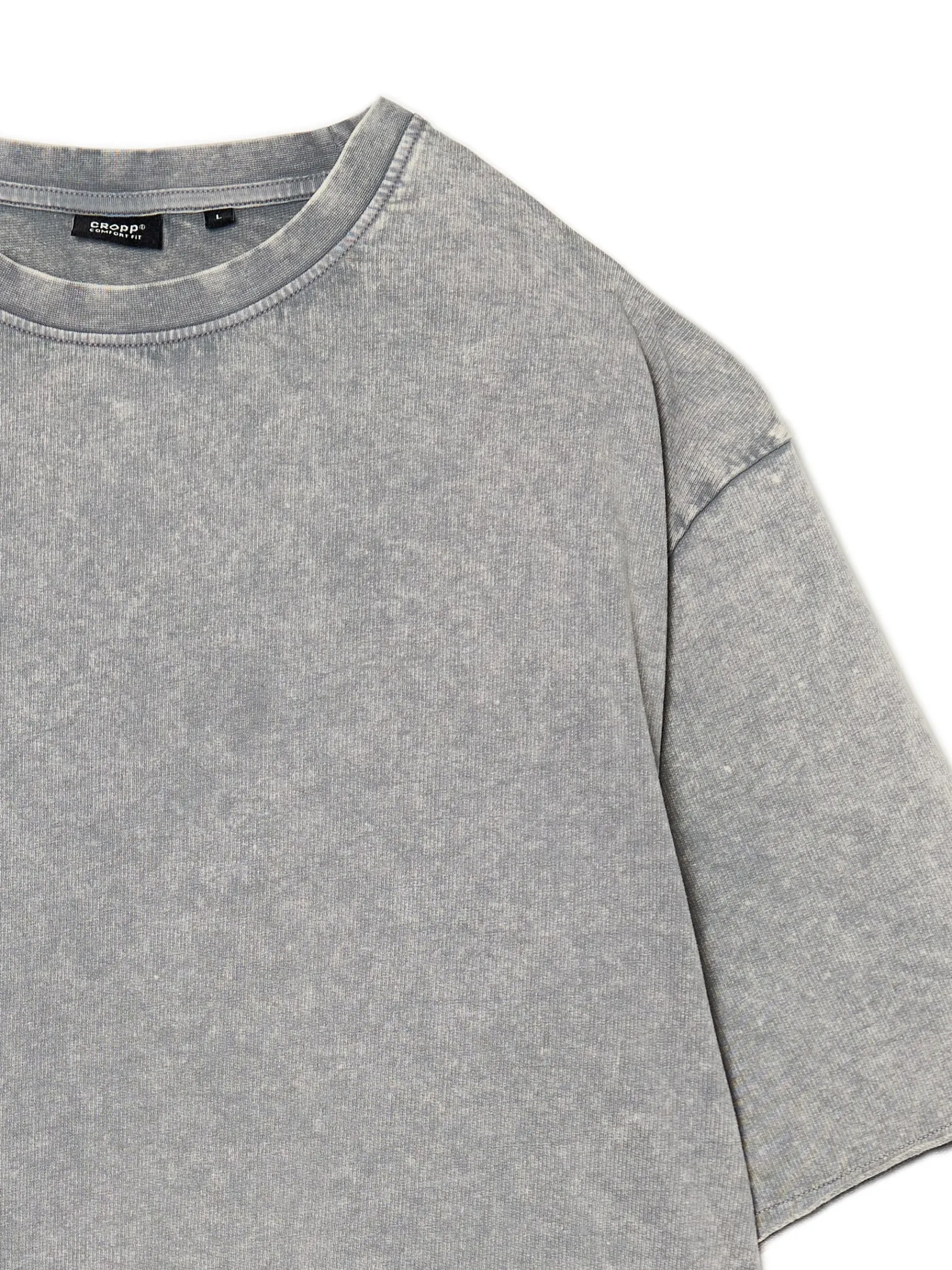Outlet Cropp Szara koszulka acid wash jasnyszary