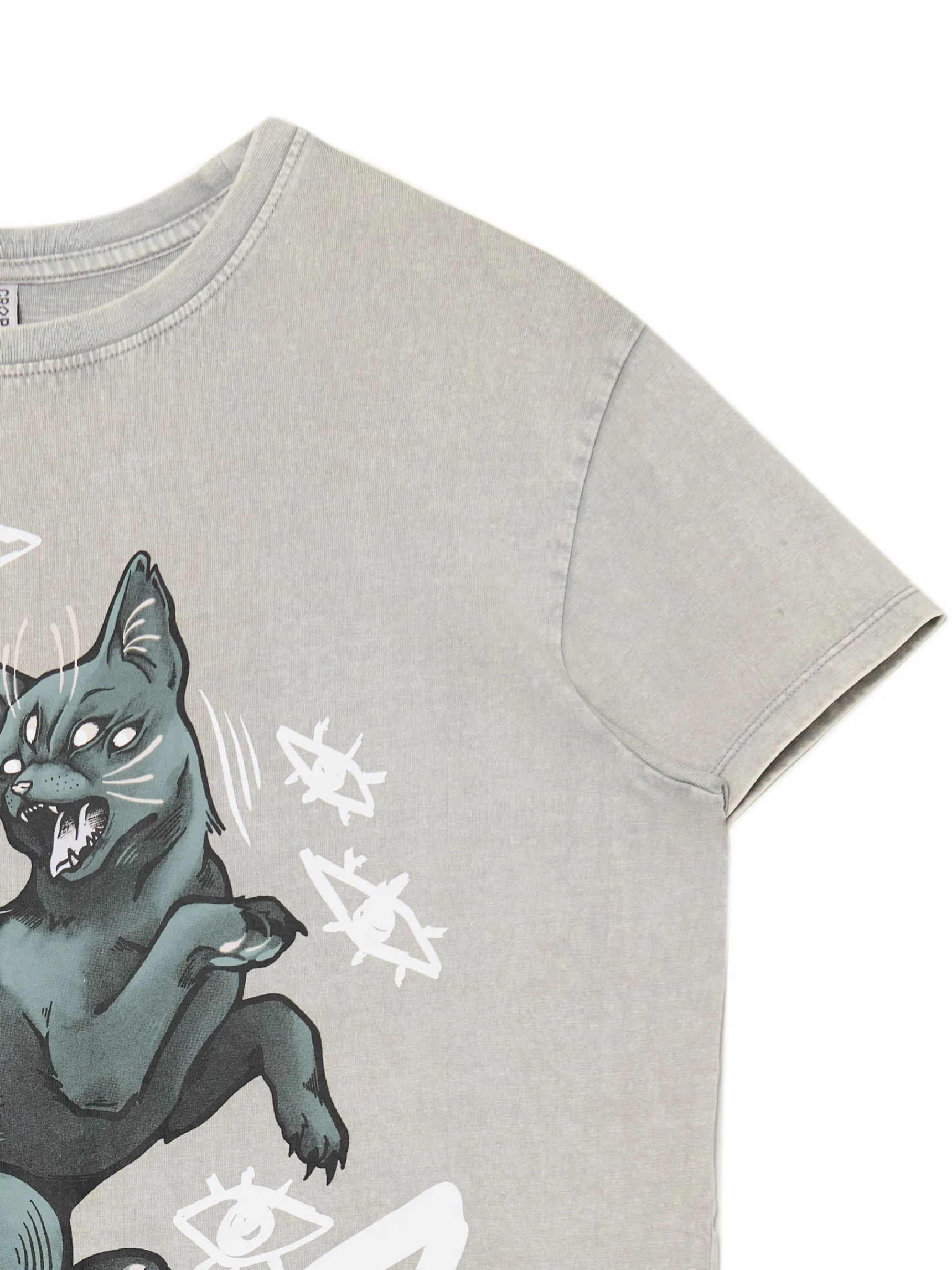 Hot Cropp Szara koszulka z kotem jasnyszary